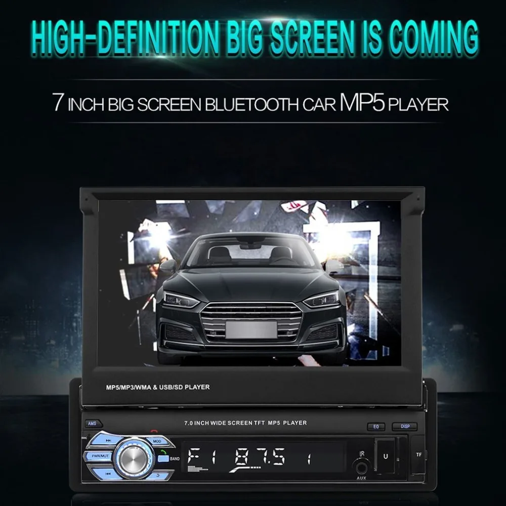 

Universal Automobile Stereo Music Player Bluetooth Touch Car MP5 Player 7 Inch Single DIN Flip Up FM Radio