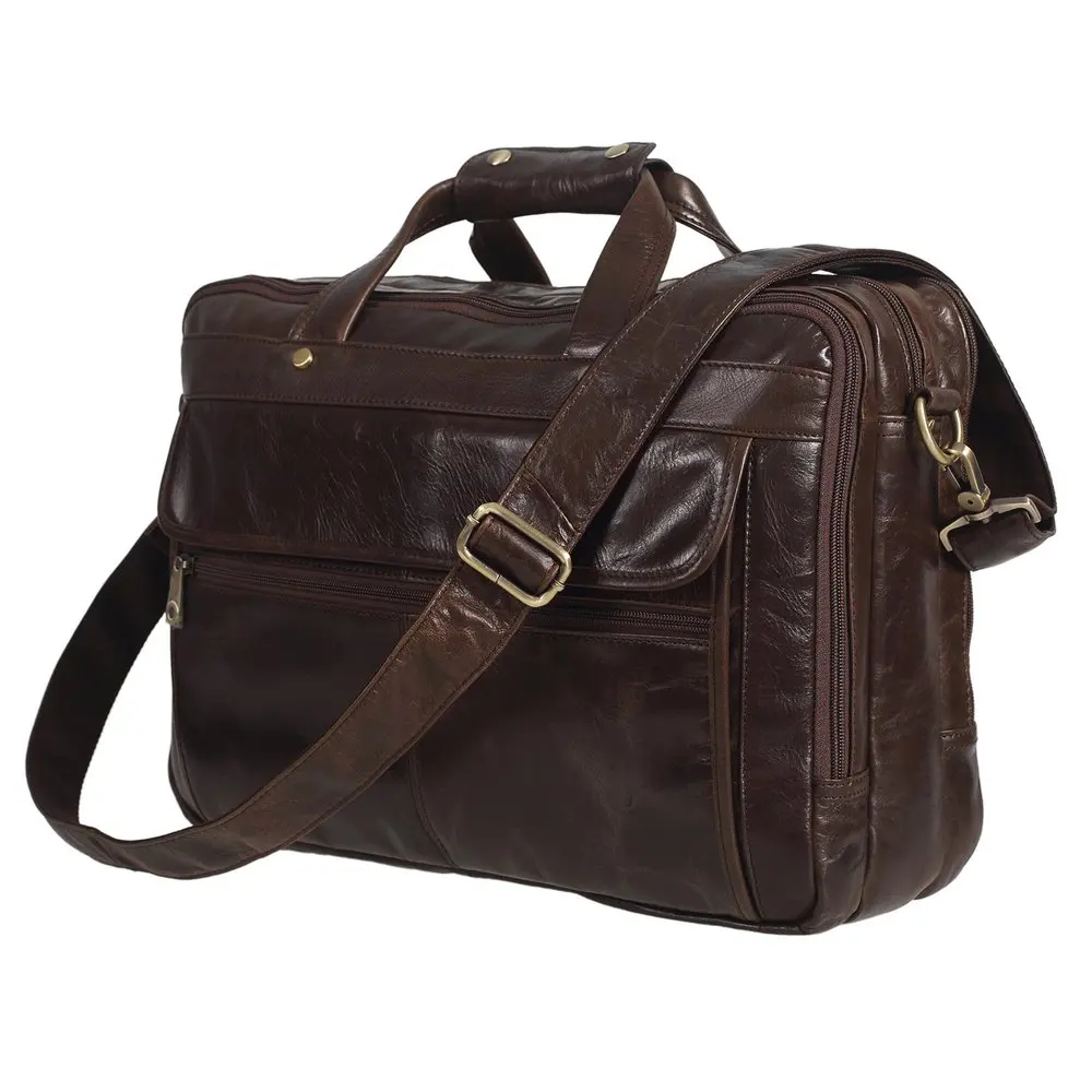 Geniune Leather Briefcase Messenger Shoulder Laptop Bag 16 Inchlaptop