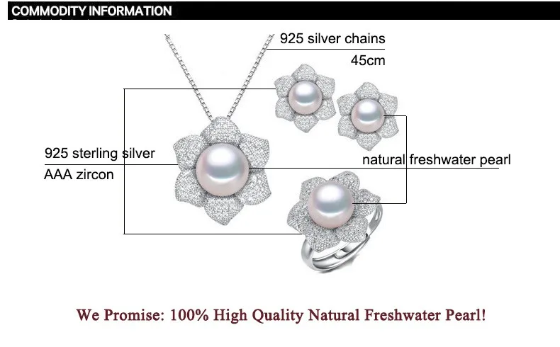 Мода zhboruini, ювелирный набор с жемчугом, натуральный пресноводный жемчуг, кольца, ожерелье, серьги, 925 пробы, серебряные ювелирные изделия для женщин, подарок