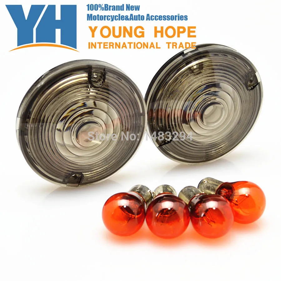 4PCS Smoked Turn Signal Lens Covers Lens Fits for Harley Davidson Road