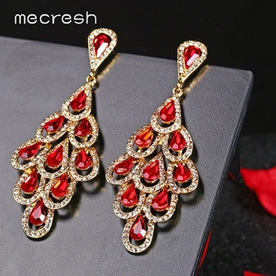 Mecresh яркие женские большие серьги-капли с кристаллами модные европейские Многослойные летние большие серьги MEH1576 - Окраска металла: Red