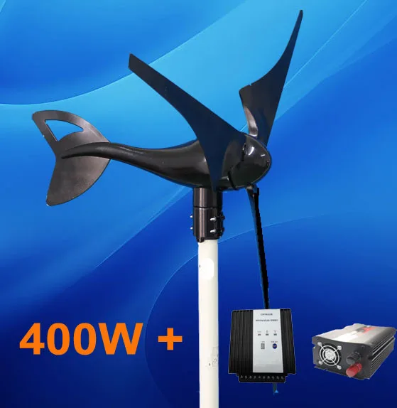 400W Black Wind Generator Turbine Power System + 600W 