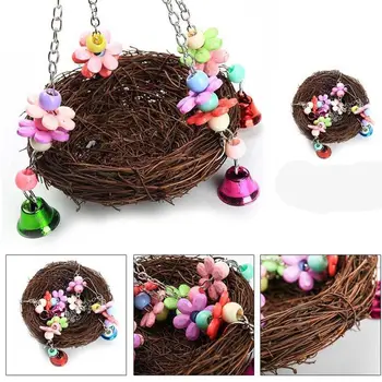 

Pet Birds Nest Hammock Swing Toy Cockatiel Macaw Parrot Cage Hanging Chew Toys