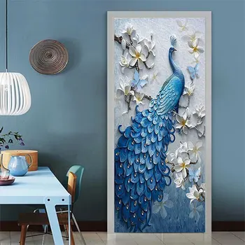 

Door Stickers Landscape Waterproof Imitation 3D Wall Sticker Living Room Bedroom Door Wallpaper Self Adhesive Art Wall Decals