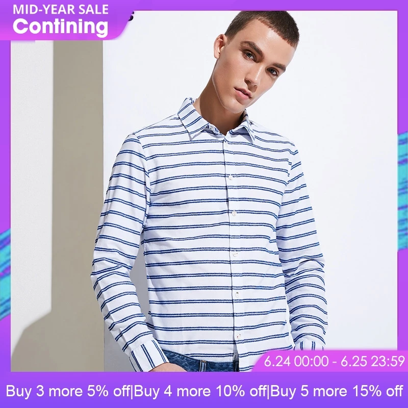 

JACK JONES Brand 2018 NEW regular COTTON smart casual style full length sleeves turn-down collar male shirts| 217105509
