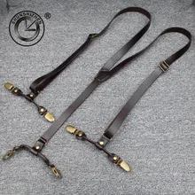 √ Fashion Top Grain Кожаные подтяжки коммерческие брюки в западном стиле мужские подтяжки