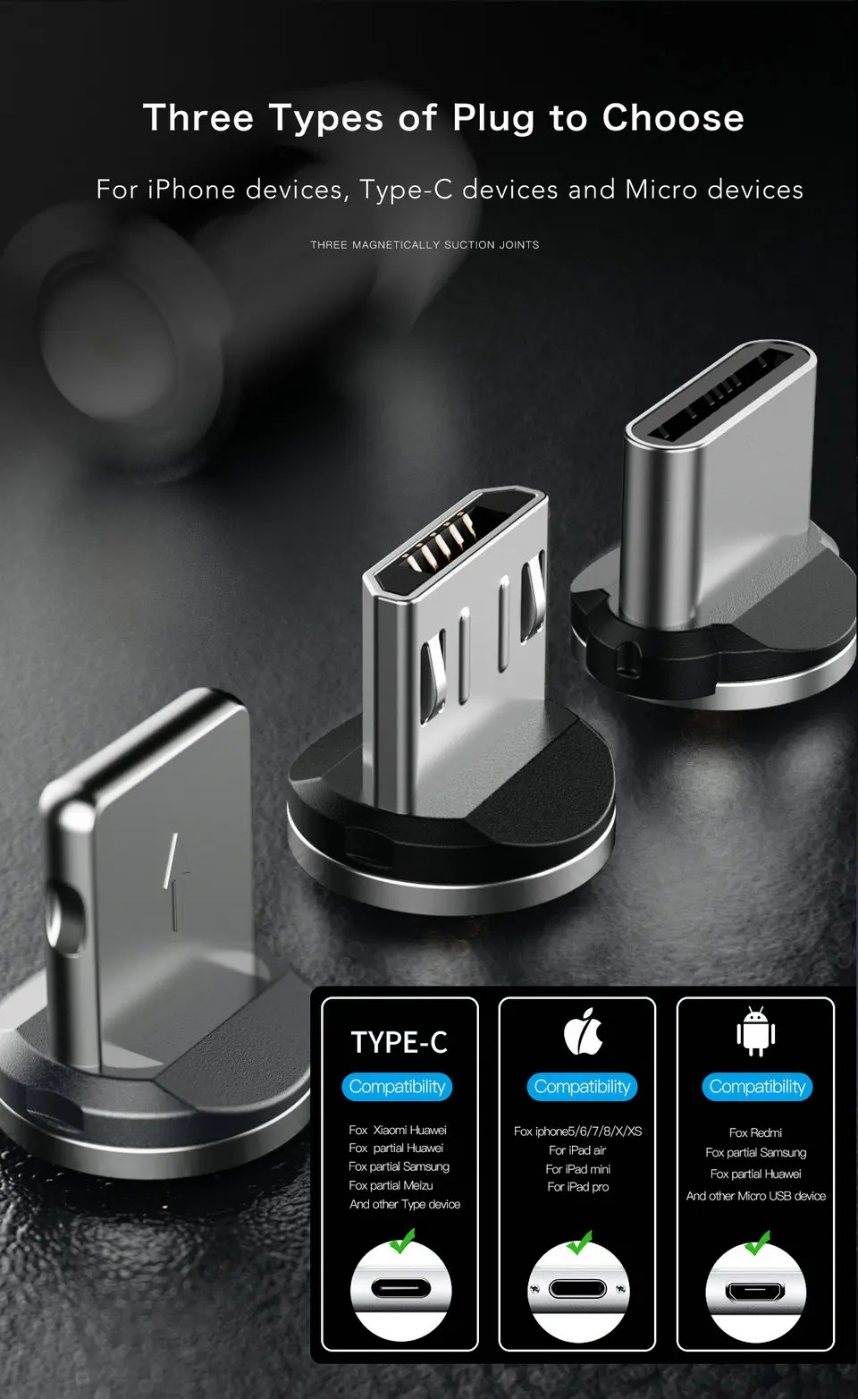 CaseMe 3 в 1 Магнитный USB кабель для samsung huawei для iPhone XS MAX Магнитный штекер Micro USB кабель usb type C шнур Быстрая зарядка