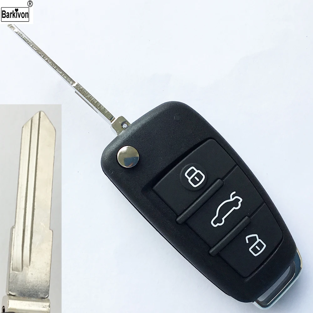 Запасной складной чехол Barkivon с 3 кнопками без выреза для Audi 100 fob лезвием ключей 01 #