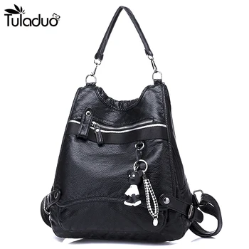 

2020 Women Leather Backpack Large Multifunction Shoulders Travel Bag Fashion Soft Back Backpacks School Bags For Teenagers Girls