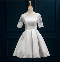 Белое Бальное Платье с коротким рукавом и вышивкой, кружевные вечерние платья для особых случаев, вечерние платья до колен - Цвет: ivory