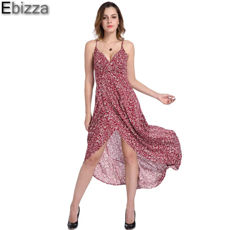 Girls Floral Print Strappy Dress Summer Backless Print Dress With Asymmetric Hem Girls Floral Print Strappy Dress Summer Backless Print Dress With Asymmetric Hem