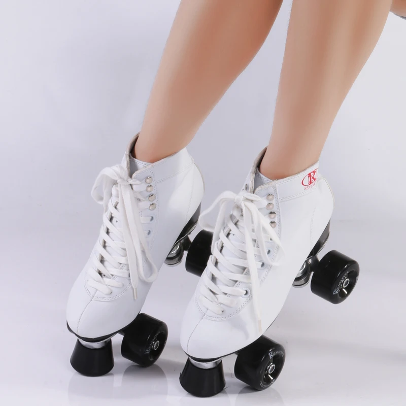 RENIAEVER مزدوجة زلاجات دوارة ، التزلج الأحذية ، هدية الفتيات الأسود عجلات الأسطوانة حذاء ، الشكل الزلاجات ، الأبيض شحن مجاني