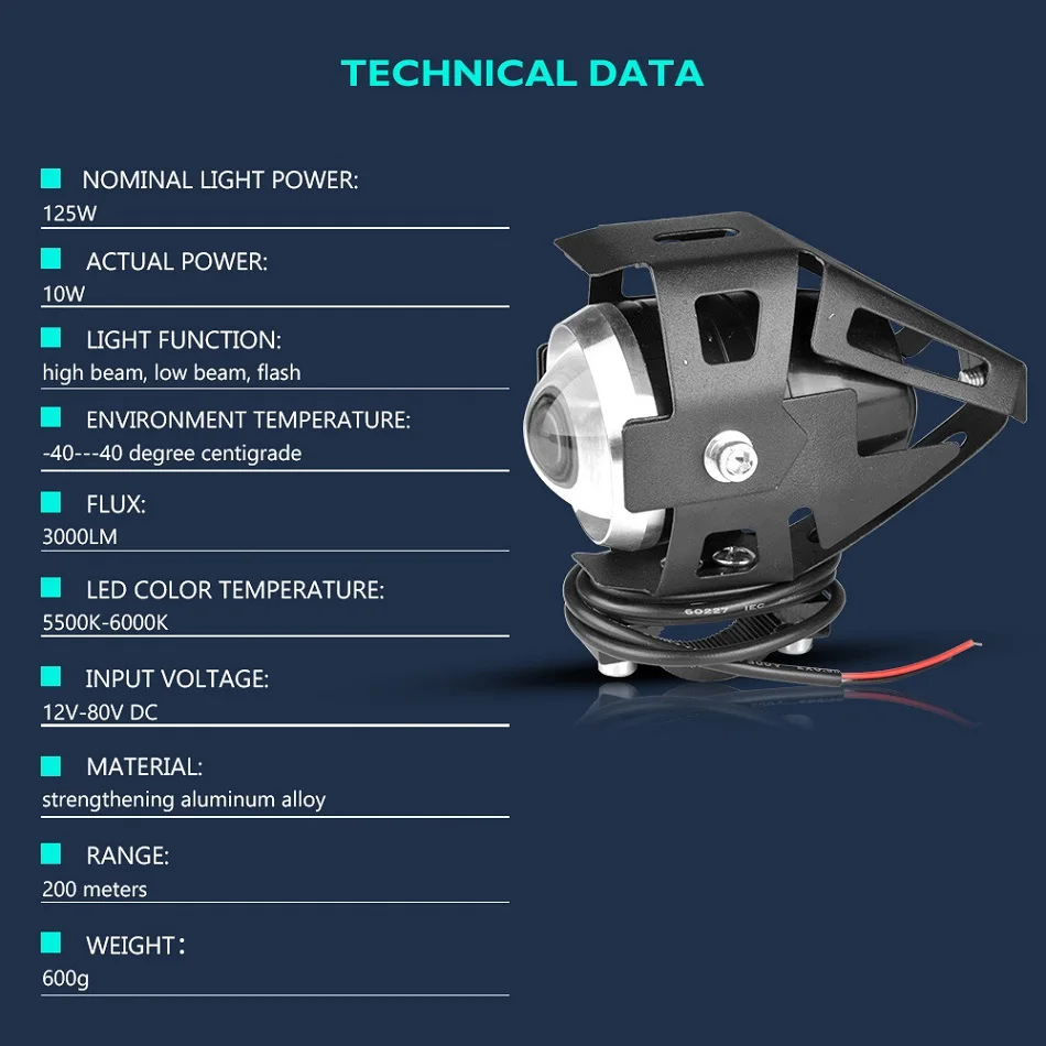 RACBOX 2 шт. U5 мотоцикл светодиодный головной светильник 12V 24V 3000LM к рулю мотоцикла велосипеда светодиодный для дневных ходовых огней светильник DRL Противотуманные светильник лампы белого цвета