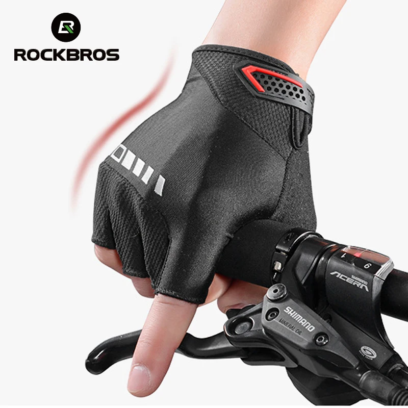 RockBros велосипедные короткие перчатки для велосипеда силиконовые гелевые утолщенные накладки SBR противоударные дышащие перчатки на полпальца Велосипедное снаряжение