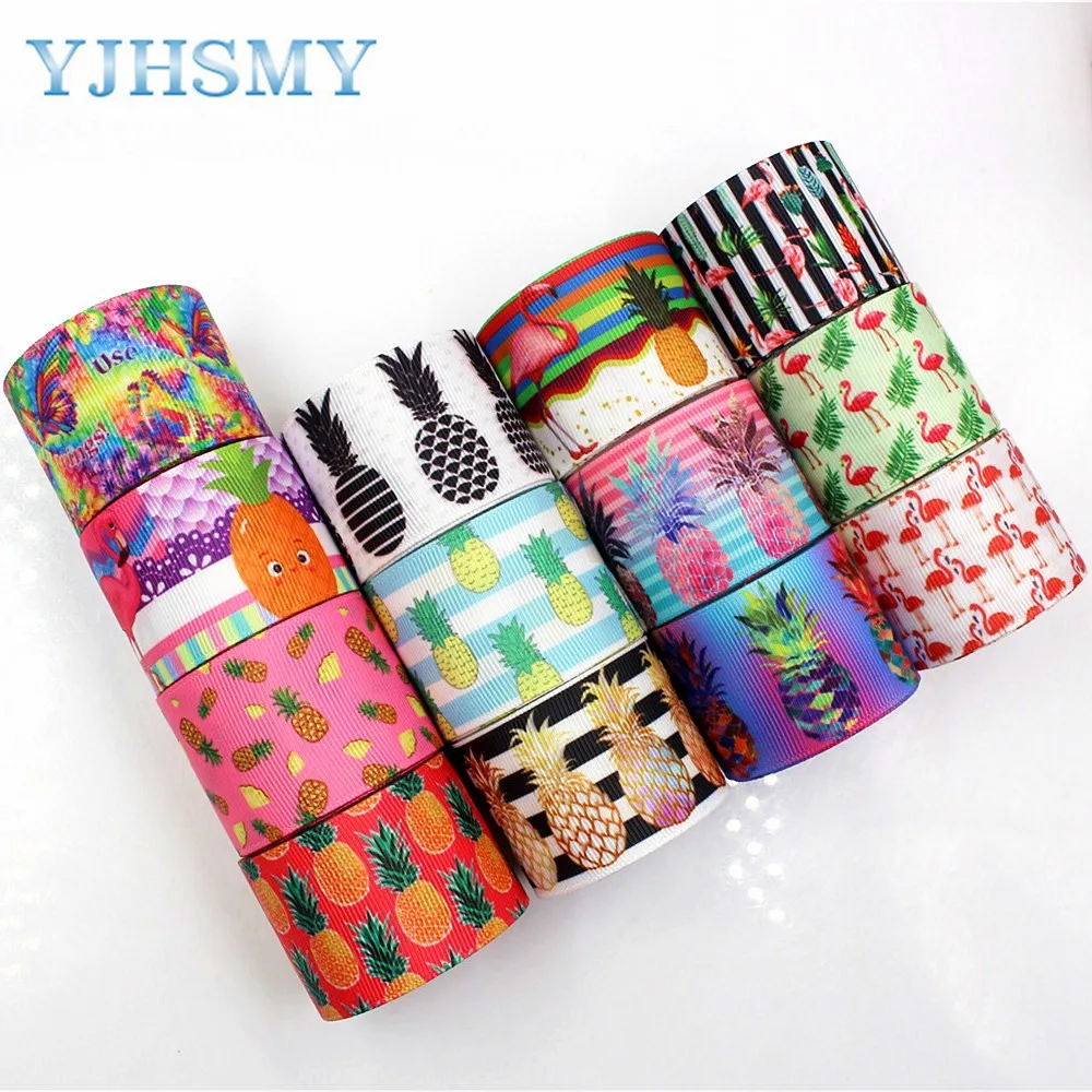 

YJHSMY,177207 38mm 10yard Fruit pineapple series ribbon heat transfer grid wedding accessories DIY handmade materials