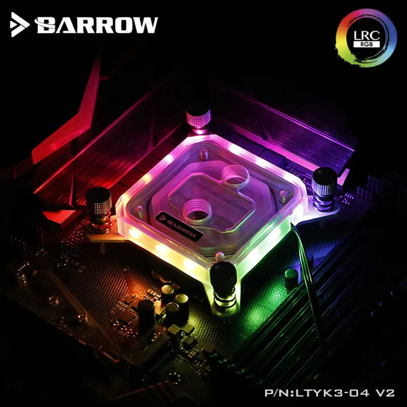 Блок водяного охлаждения Barrow для процессорных блоков Intel Lga115x LRC RGB v2 акриловый