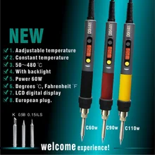 CXG C60W/C90W/C110W паяльник с ЖК-дисплеем с регулируемой температурой и цифровым дисплеем, Электропаяльники с европейской вилкой power Swtich