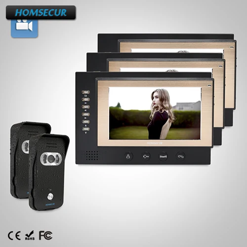 

HOMSECUR 7" Wired Hands-free Video&Audio Home Intercom+One Button Unlock: TC021-B Camera (Black)+TM701R-B Monitor (Black)