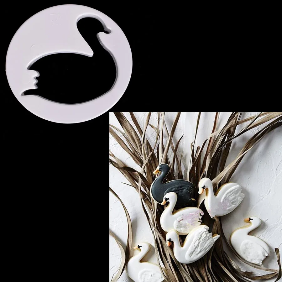 

Professional 1 Pc Cake Cookies Biscuit Cutters Candy DIY Baking Elegant Swan Shape Plastic Mold Fondant Cake Mold Cookie Tools