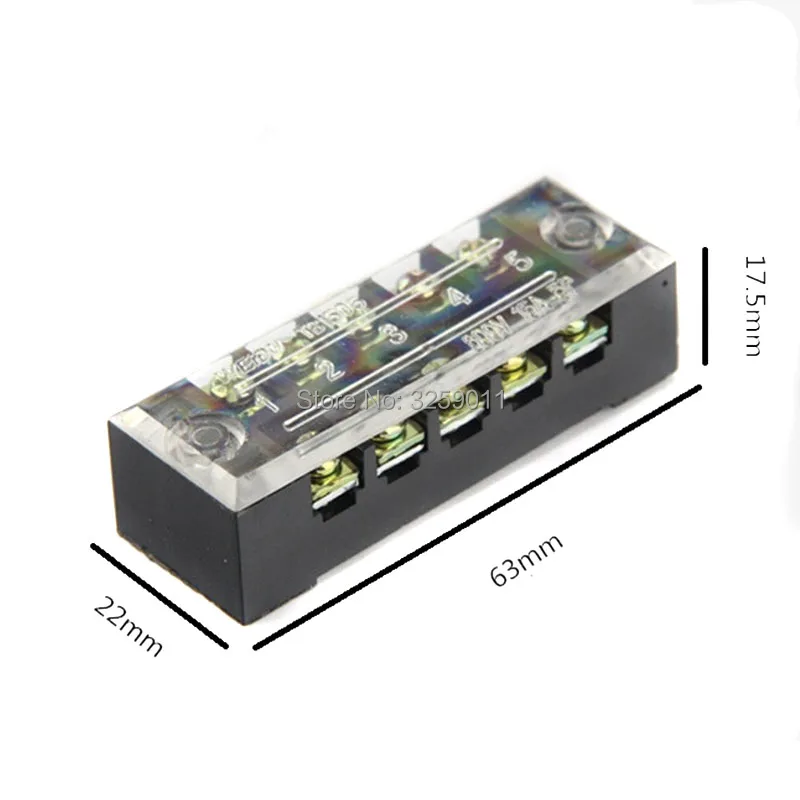 50 шт. TB-1505 TB15A5P Suyep 5 позиций двойной ряд 600 в 15 A провод Барьер Блок Клеммная полоса медь