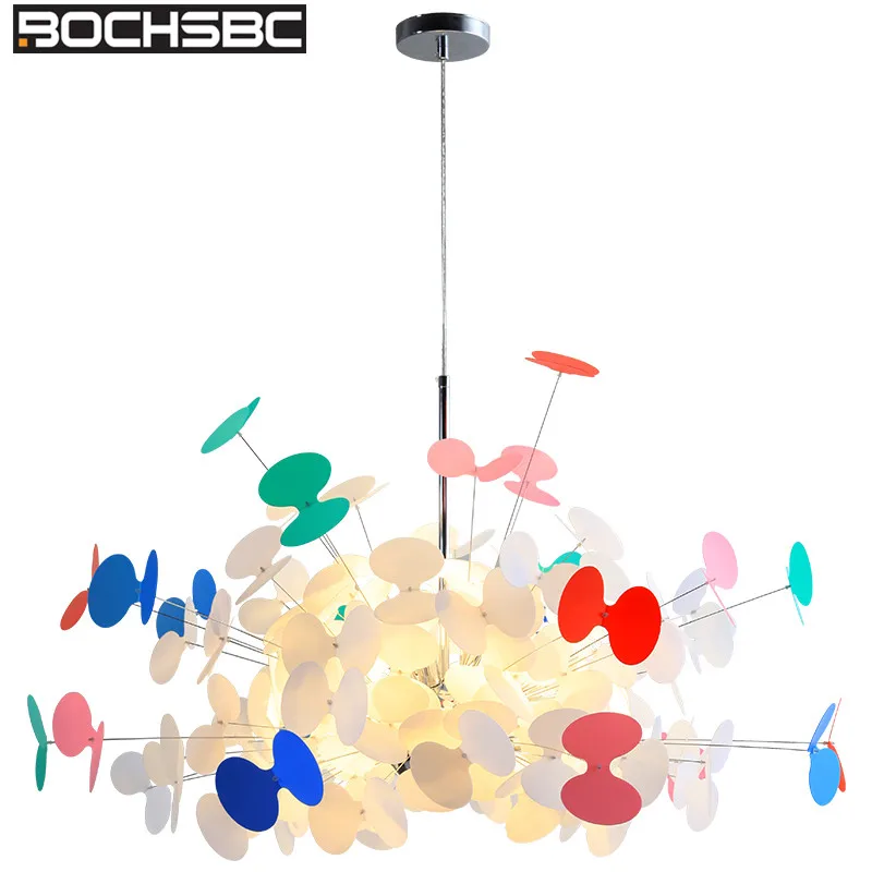 

BOCHSBC Stainless Steel Colorful Pendant Lights Fashion Bow-knot Hanging Lamp for Bedroom Dinning Room Art Lighting Fixtures
