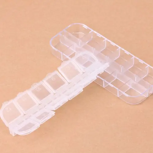 12-Compartment Empty Storage Case Box for Nail Art Glitter Rhinestones Craft Tool Set