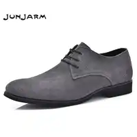 JUNJARM 2019 Men Formal Shoes British Style Soft Men Dress Shoes Black Men Business Shoes Cow Suede Lace Up Men Office Shoes