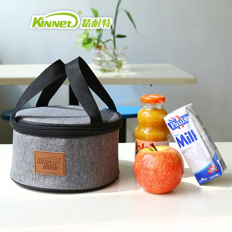 

New 2017 Automotive Insulation Package Lunch Bag Woman Warm Food Picnic Box Kid Men Office Worker Aluminum Cylindrical Bag Gray