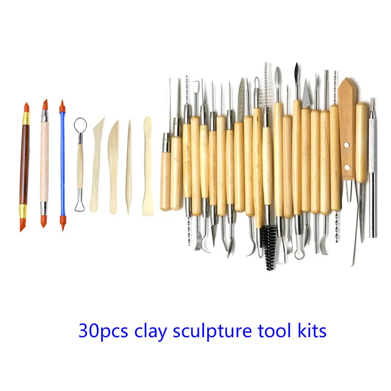 30pcs Clay Sculpture Tool Kits Wooden Handle Carving Knife DIY Pottery Modeling Mold Auxiliary Sculpting Art Supplies | Игрушки и хобби