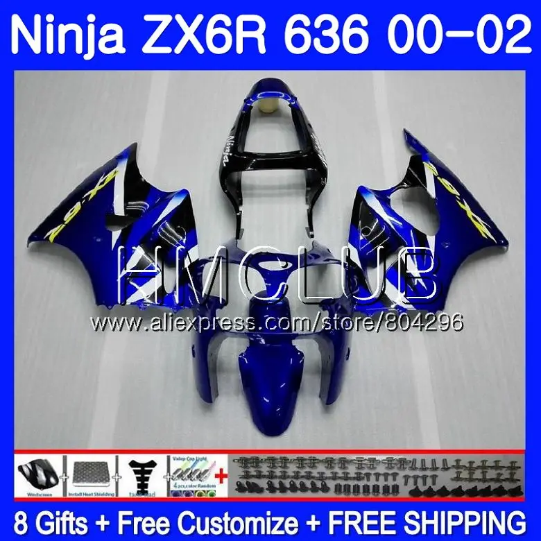 

Bodys For KAWASAKI NINJA ZX 600 CC 6 R ZX636 ZX6R 00 01 02 19HM.14 New blue ZX 636 ZX-6R ZX-636 ZX 6R 2000 2001 2002 Fairing