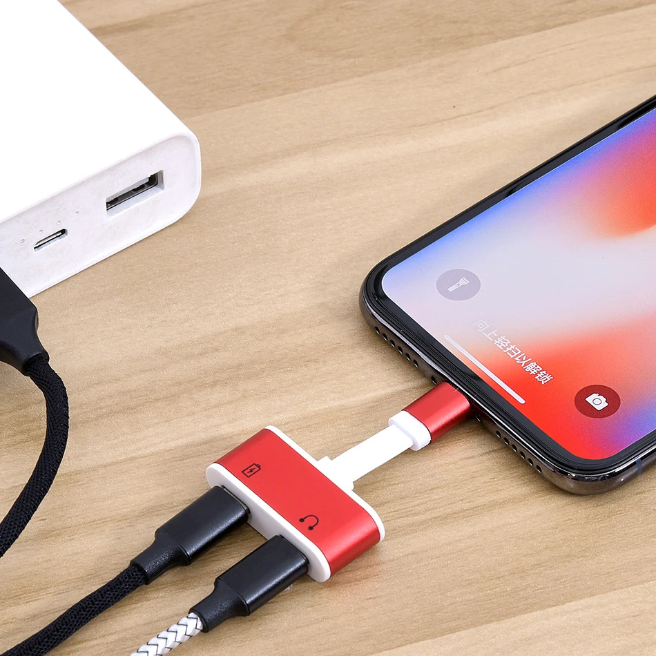 !ACCEZZ TPE AUX Dual Lighting Adapter Cable For iPhone 7 8 Plus XR XS MAX X Audio Calling Charging Connector For IOS 10 11 12 (9)