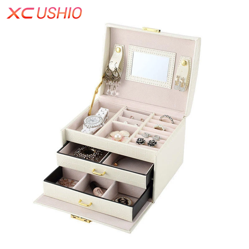 

Multilayer PU Leather Jewelry Storage Box Necklace Earrings Bracelet Display Organizer Case Jewellery Container Casket Box