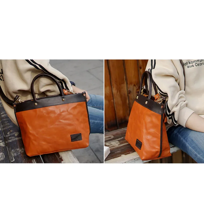 AETOO British retro handmade cowhide leather one shoulder diagonal back handbag casual computer bag hit color IPAD ladies and