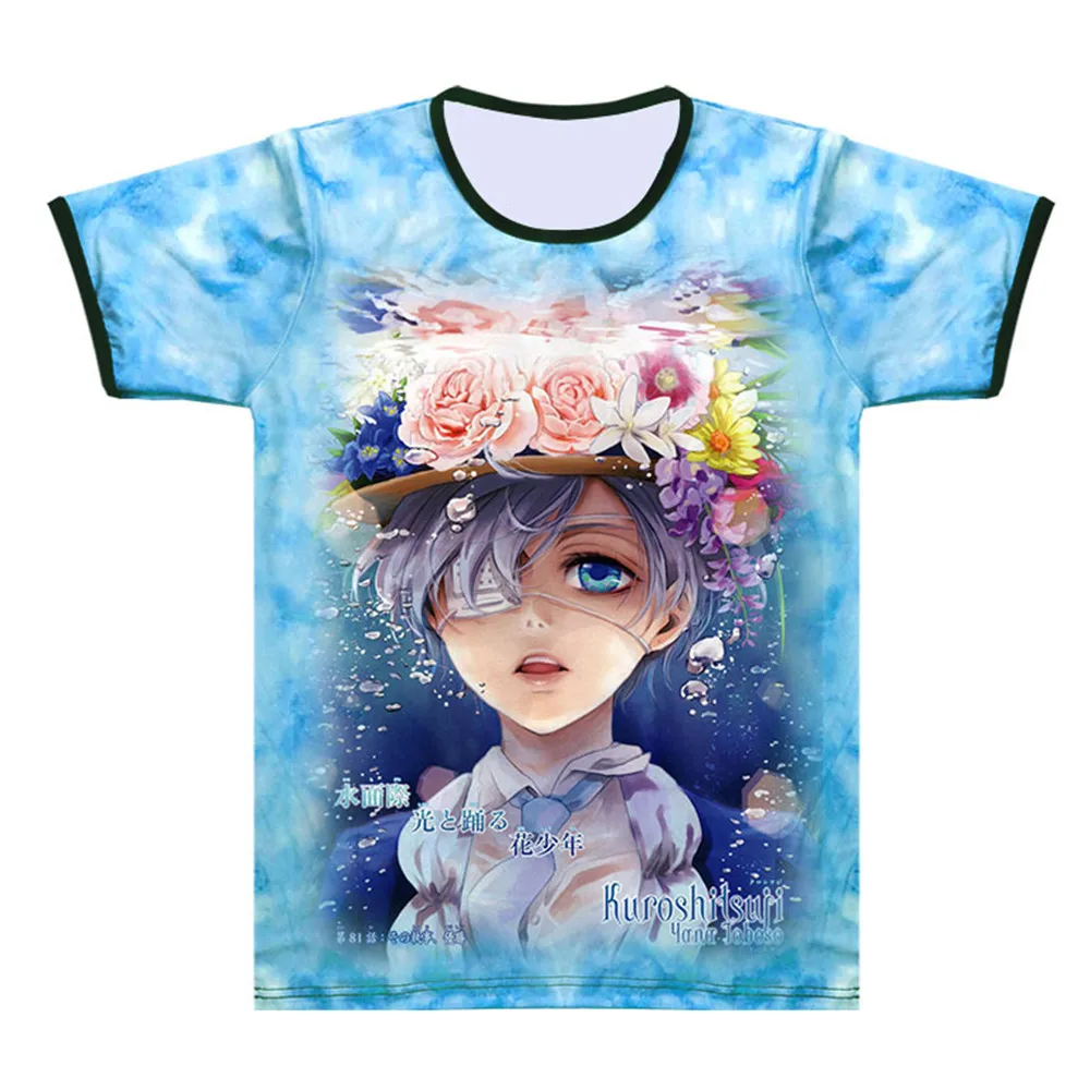 Косплей Аниме черные футболки дворецкий Ciel Phantomhive Забавные Себастиан Микаэлис