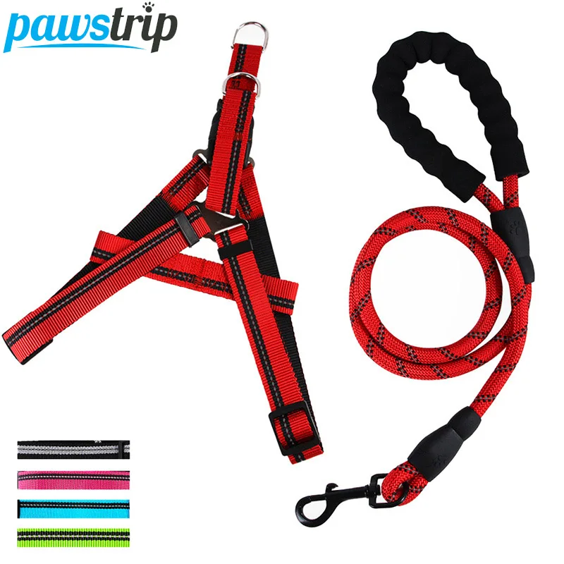 

No Pull Reflective Dog Harness Leash Set Walking Dog Harness Vest Nylon Dog Leash Rope Pet Puppy Lead For Small Medium Large Dog