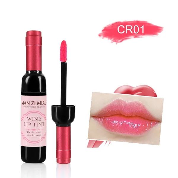 1PC Sexy Waterproof Wine Red Shape Lip Tint Gloss Baby Pink Lip For Women Batom Makeup Liquid Lipstick Lipgloss Cosmetic Tools - Цвет: CR01