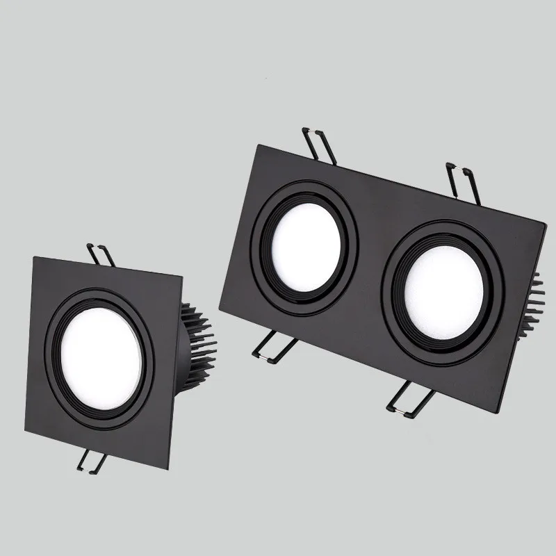 

Square Bright Recessed white black LED Dimmable Downlight COB 10W 20W LED Spot light decoration Ceiling Lamp AC85-265V