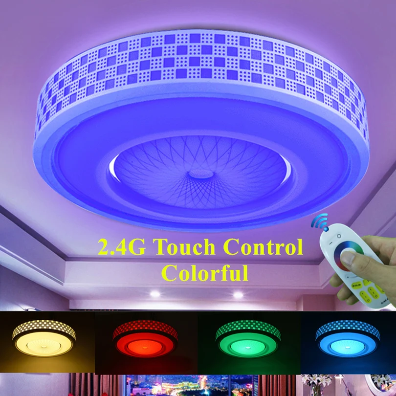 Цветной светодиодный потолочный светильник KINLAMS с дистанционным сенсорным управлением мощностью 2,4 г, 12 Вт, 24 Вт, 36 Вт, RGB+ теплый белый+ холодный белый светильник с затемнением для гостиной