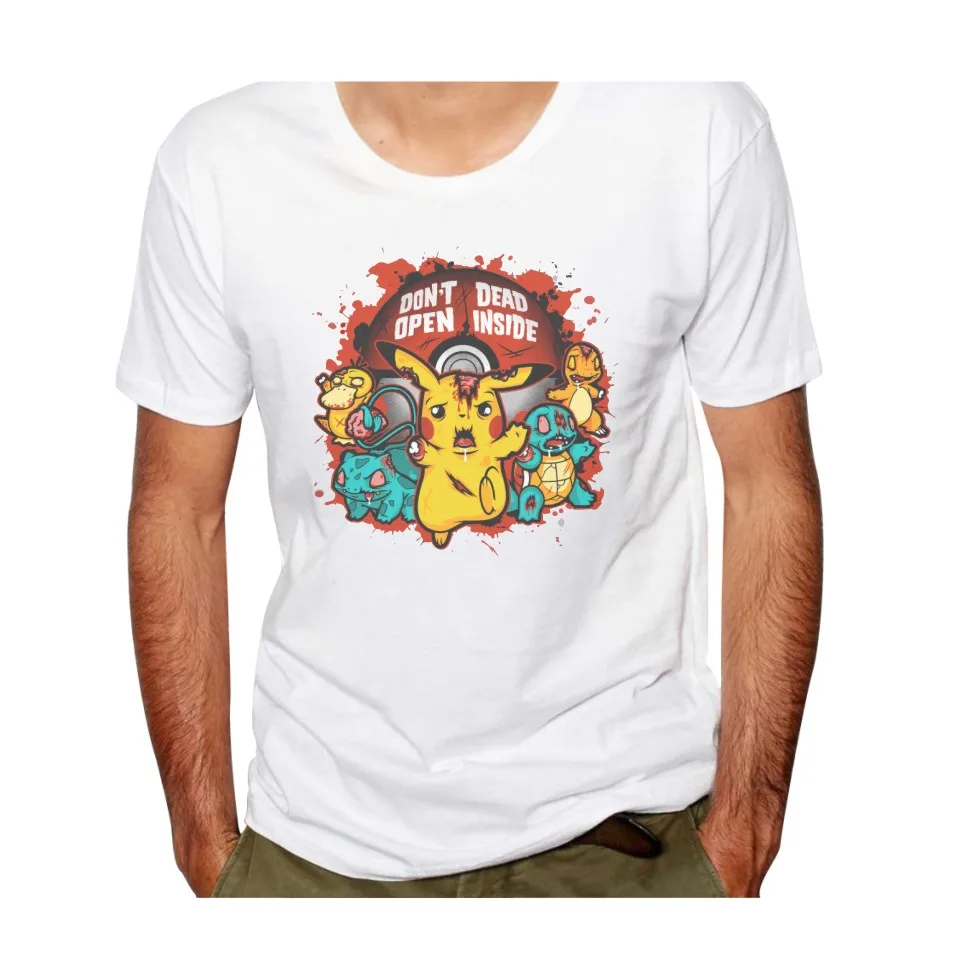 新しいメンズポケモンピカチュウアニメロゴブランドtシャツ面白い