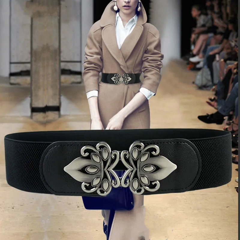 

Simple versatile women's wide belt decoration with black elastic waist closure belt tide woman