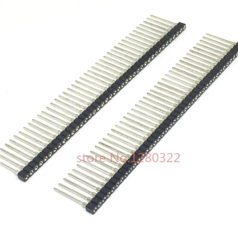 

5pcs 2.54mm 0.100" Single row Machine Tooled Strip Socket 1x40 Pin long terminal through hole SIP solder PCB