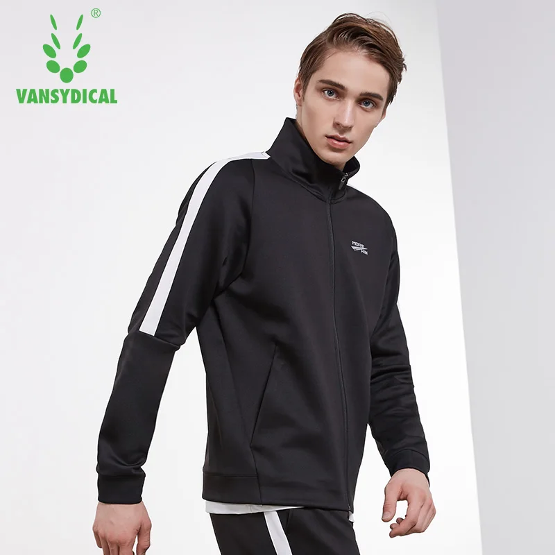 Vansydical Sports Jackets Autumn Men's Stand Collar Zipper Long Sleeve