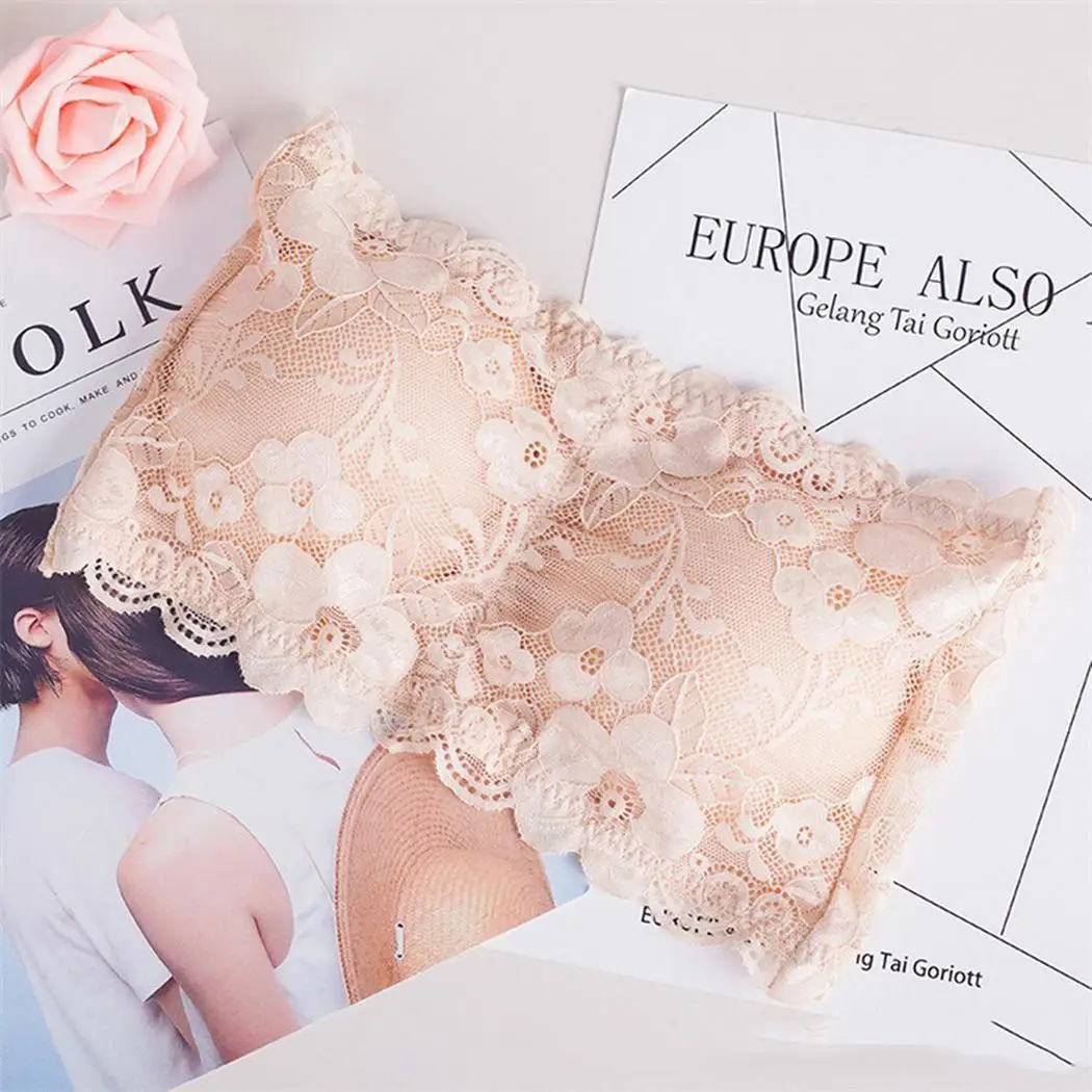 

Women Fashion Strapless Lace Patchwork Floral Detachable Pad Yes Wire Free Bra Casual All Seasons