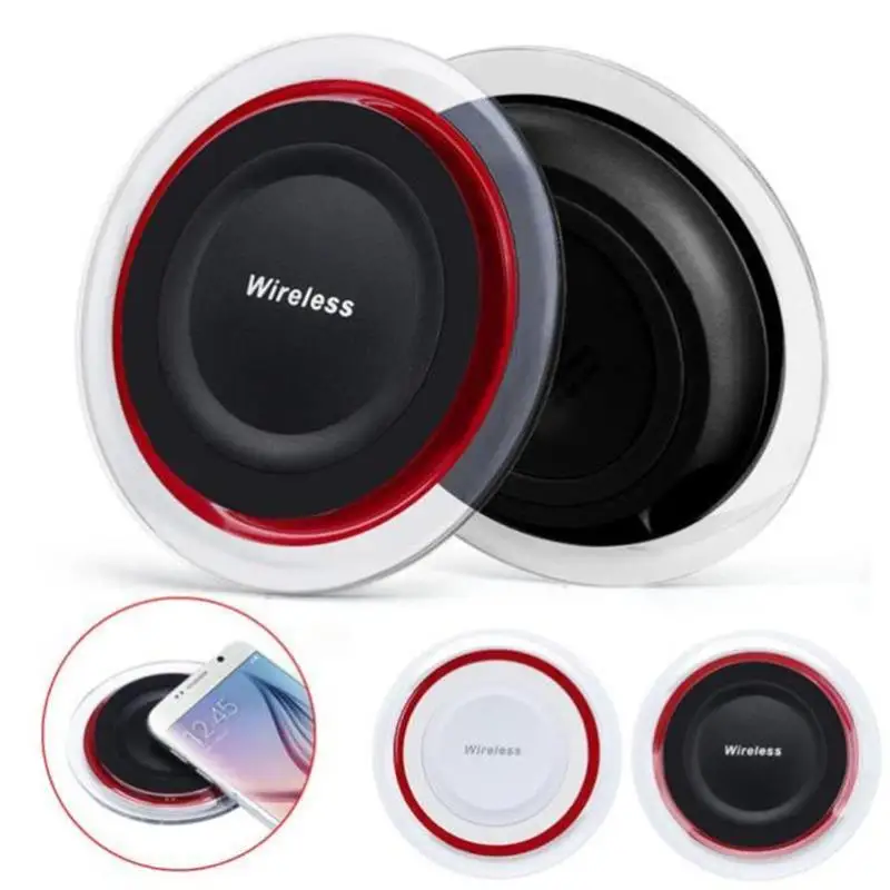

Black White Pad Wireless Charging For Samsung Galaxy S7 / S7 Edge Smartphone qi charger Round USB Carregador 7