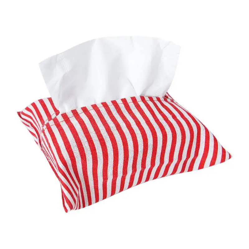 Red stripes Новейшая сумка классический геометрический узор льняная салфетка полотенце бумажные сумки креативный автомобиль домашний держатель для хранения бумажный чехол - Название цвета: Red stripes