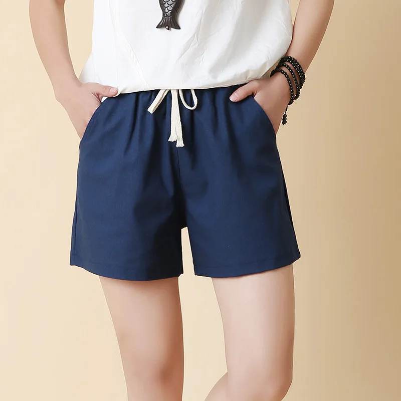 New Fashion Woman Loose Shorts Women Summer Shorts Casual Style Linen