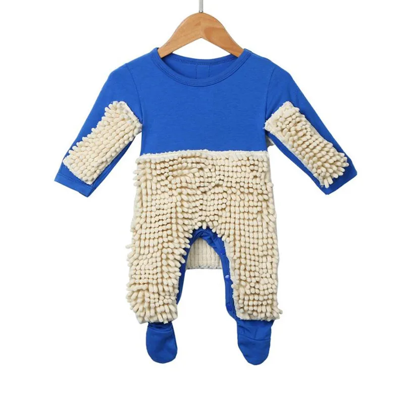 Goede 2017 Nieuwe Baby Mop Romper Outfit Unisex Bebe Jongen Meisje Poetsmiddelen Vloeren Cleaning Mop Pak Baby Kruipt Peuter Swob Jumpsuit