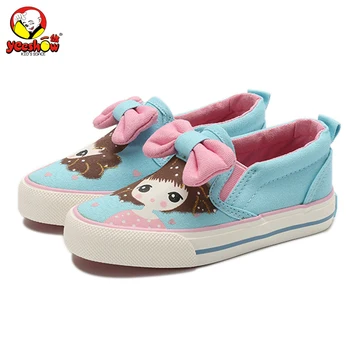 

2016 New Spring Canvas Shoes for Children Girls Princess Sneakers Kids Elastic Band Denim Shoes Lazy Low Flat Casual Sneakers