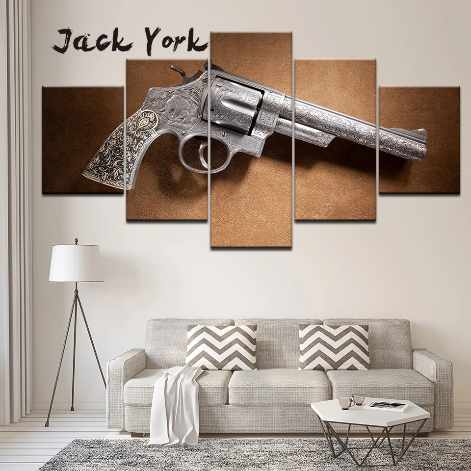 キャンバス絵画スミスとウェッソン銃 5 ピース壁の芸術の絵画 キャンバス絵画スミスとウェッソン銃 5 ピース壁の芸術の絵画