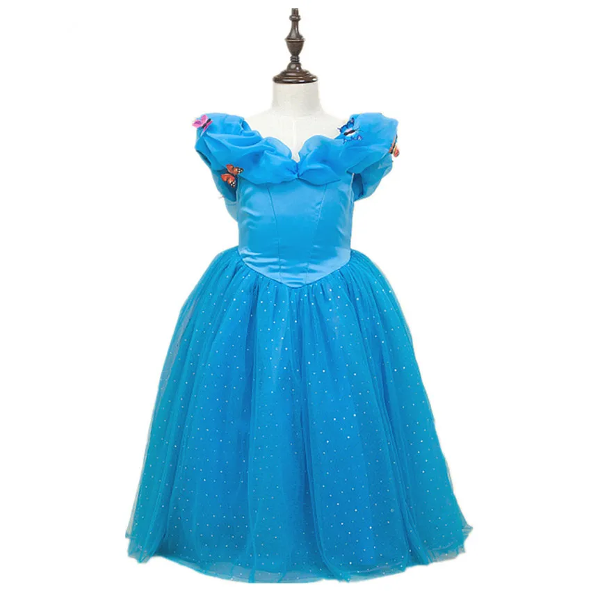 Children's Day Polyester Dress Performances Disfraces the Girl's Blue